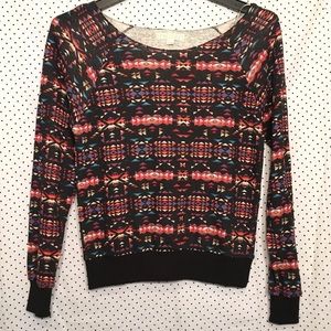 Forever 21 Small Top Black Orange Long Sleeve